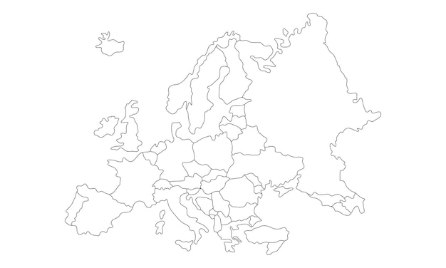 europe map black and white outline