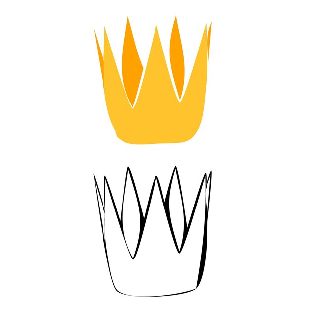 흰색 배경에 왕관 스케치가 있는 황금 왕관