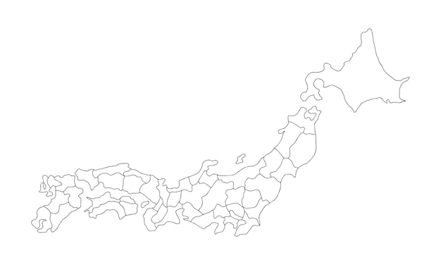 Vector white background of japan map with line art design