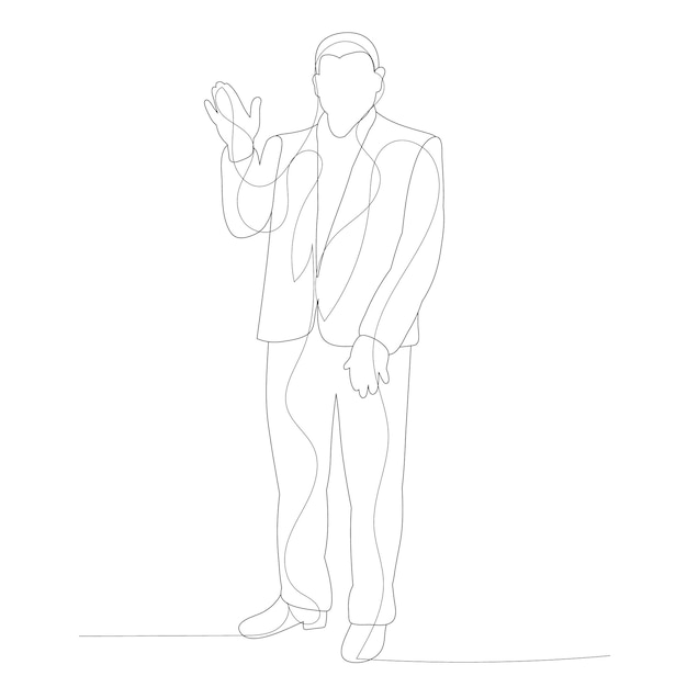 white background line drawing man sketch