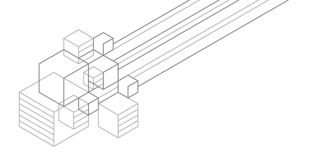 線の白い背景。正方形のジオメトリ。ライン アート。