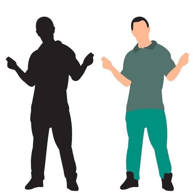 white background man in flat style without a face silhouette