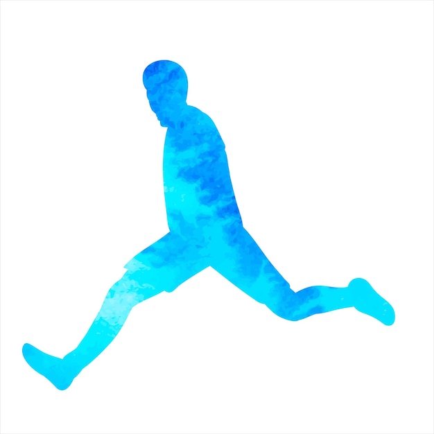 White background man runs watercolor silhouette