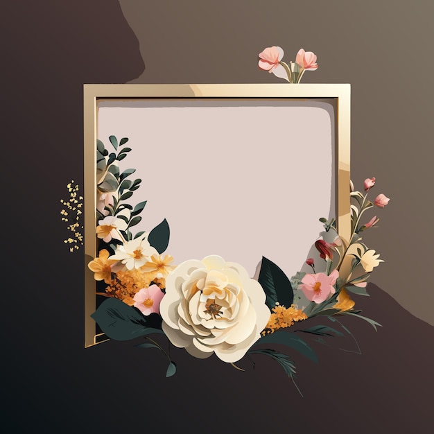 White background minimalist floral frame illustration