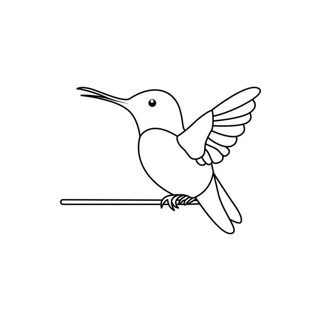 white background one line drawing of a bird flying Vectors Illustrations