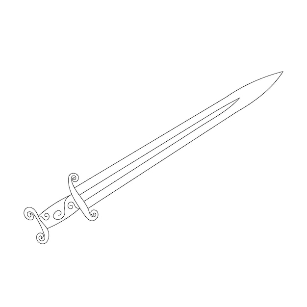 White background outline sword saber cold steel