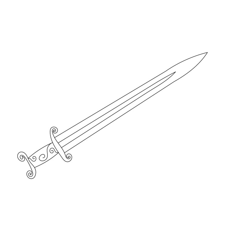 Vector white background outline sword saber cold steel