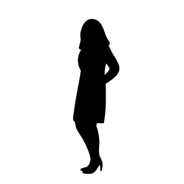 White background silhouette of a girl is standing