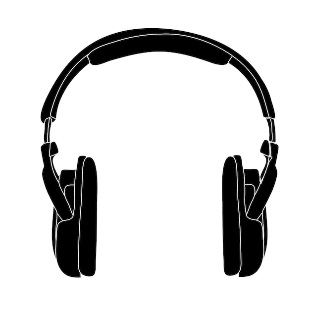 on white background silhouette of headphones music