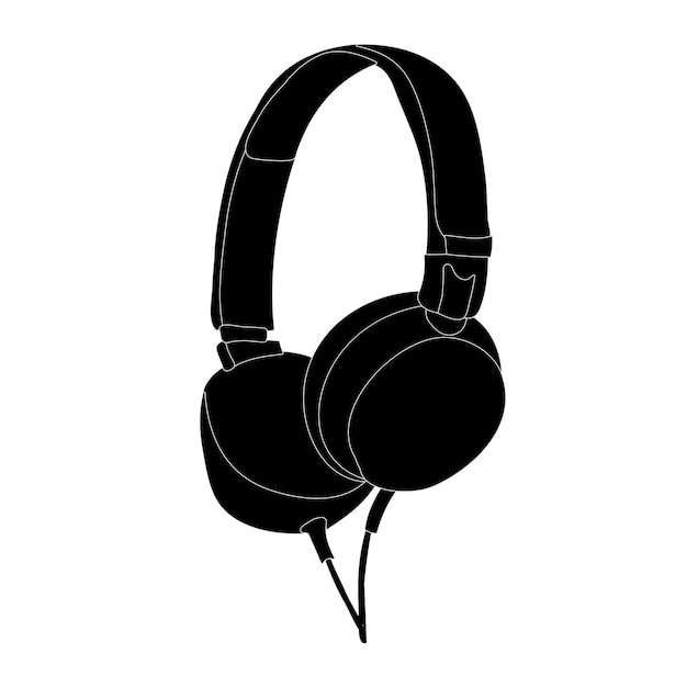 on white background silhouette of headphones music