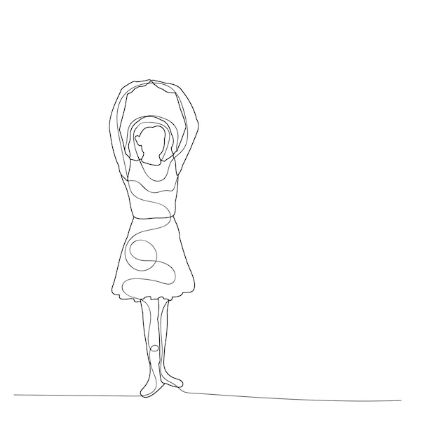 White background sketch lines of a child dancing