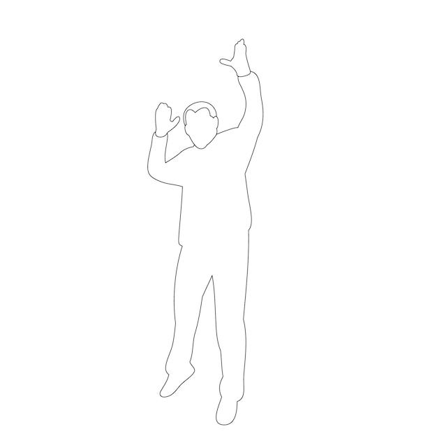 Vector white background sketch male jumping