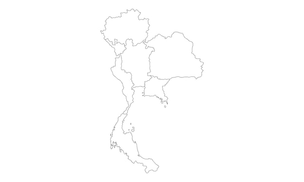 Vector white background of thailand map with line art design