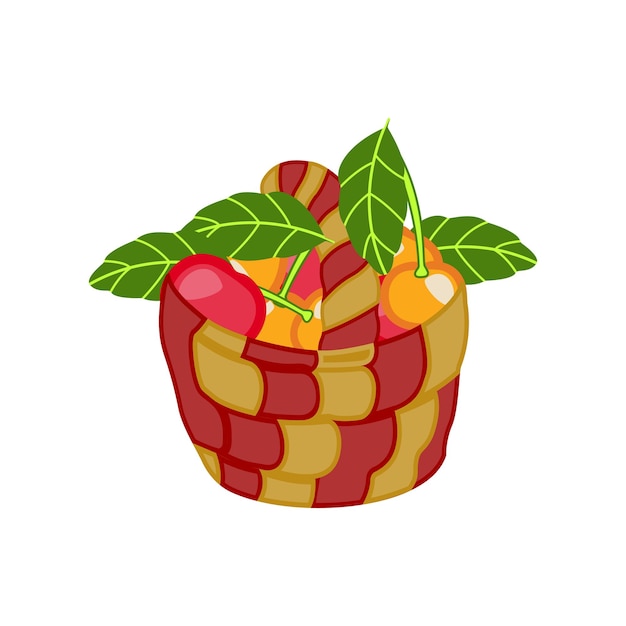 On a white background there is an apple basket Apples in a basket and isolated apples