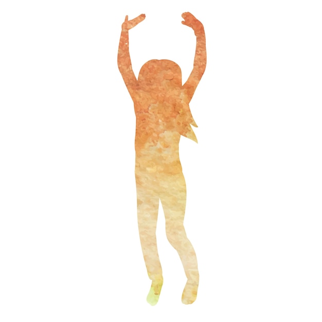 White background watercolor silhouette orange child