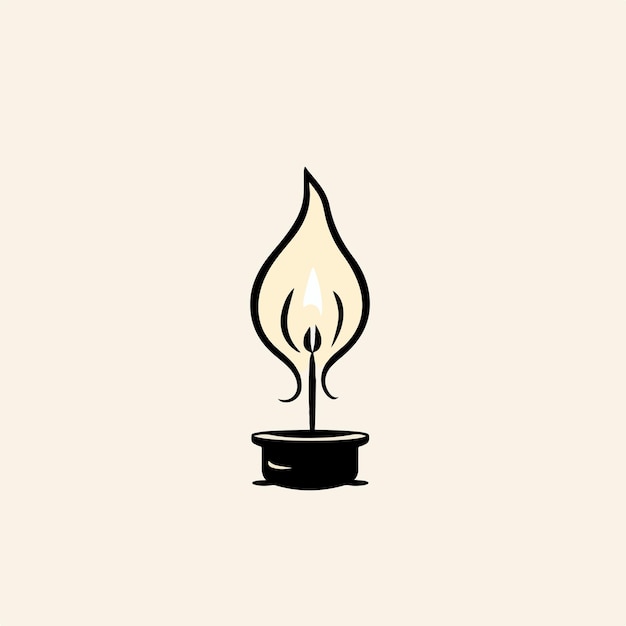 A white background with a black burning candle in it