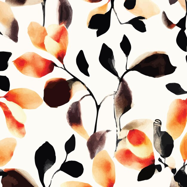 Vector a white background with a black and orange floral pattern.