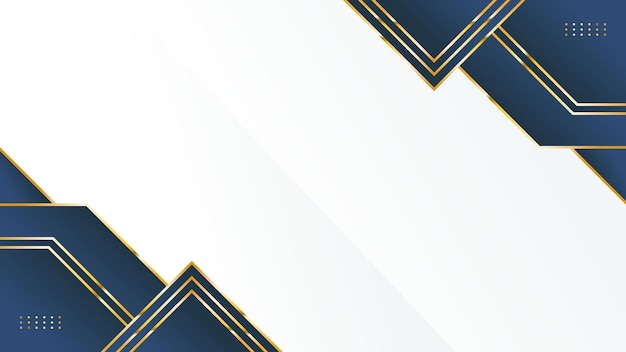 White background with blue and gold geometric border