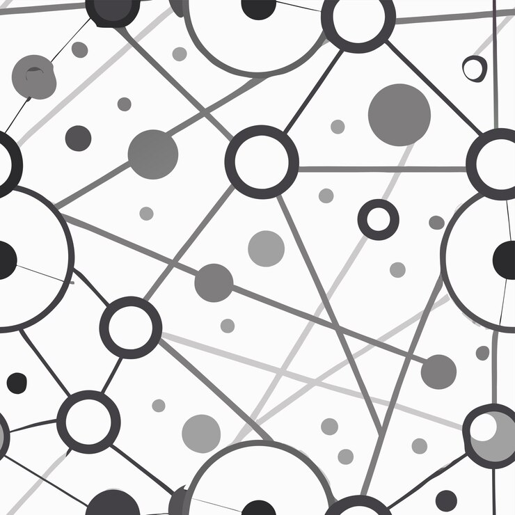 Vector a white background with circles and dots and dots