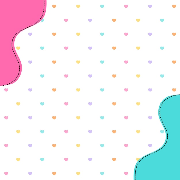 a white background with colorful hearts and a blue and pink heart