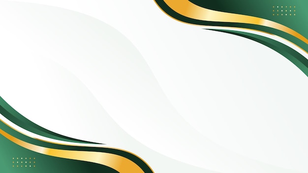 White background with emerald green and gold corner