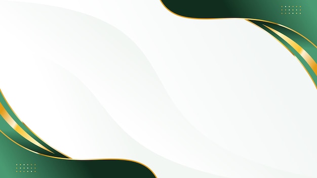 White background with emerald green and gold corner