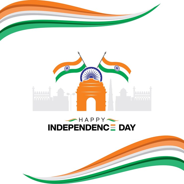 Vector a white background with a flag and a picture of a flag with the words independence day on it