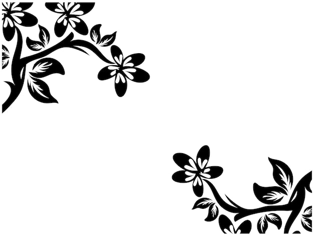 Vector a white background with flowers and leaves and a picture of a tree