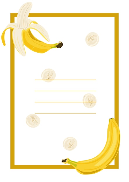 Vector white background with frame and bananas vector illustration suitable for print social media