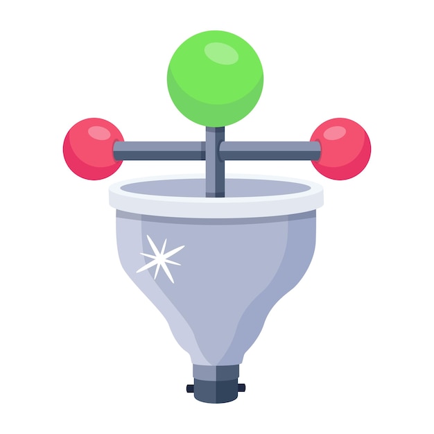 A white background with a funnel and a green ball on it.