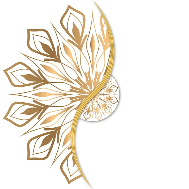 Vector a white background with a gold design with a flower in the center.