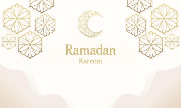 Vector a white background with a gold pattern with the words ramadan kareem