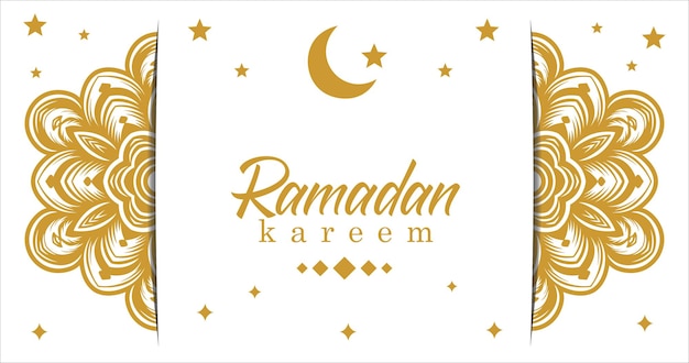 A white background with a gold star and the words ramadan kareem.