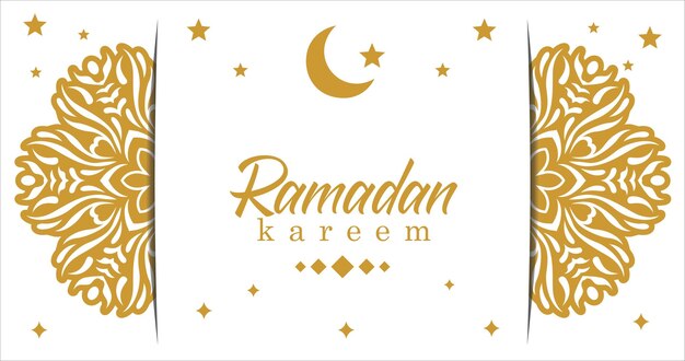 A white background with a gold star and the words ramadan kareem.