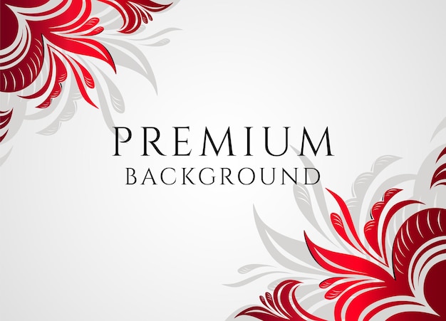 Vector white background with graceful stylized red flowers in the corners a template for covers