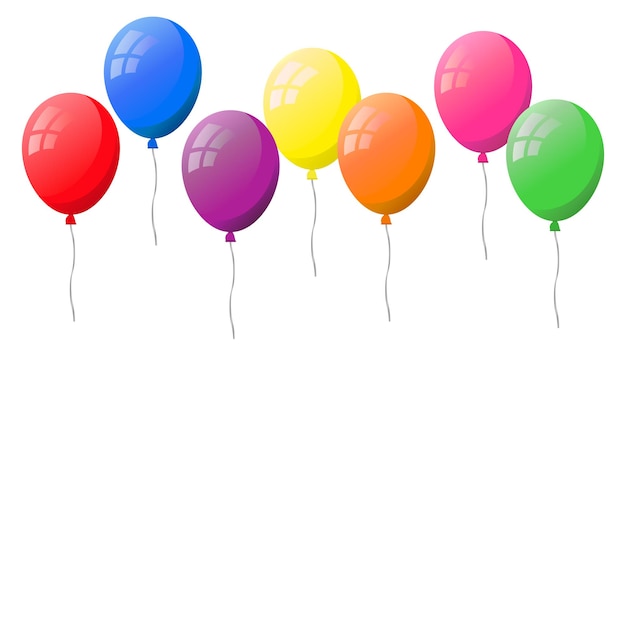 White background with helium balloons