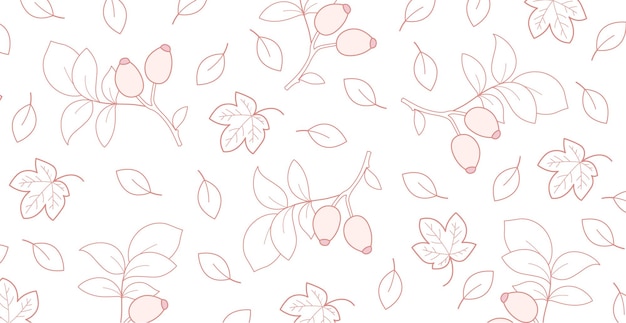 White background with many autumn foliage Vector