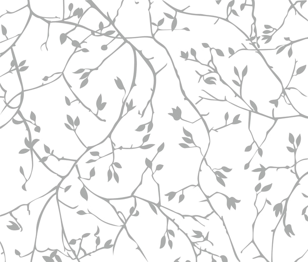 A white background with a pattern of branches and leaves.