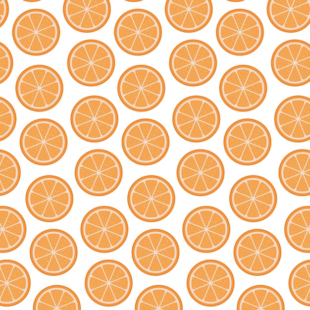 White background with pattern of orange fruits sliced vector illustration