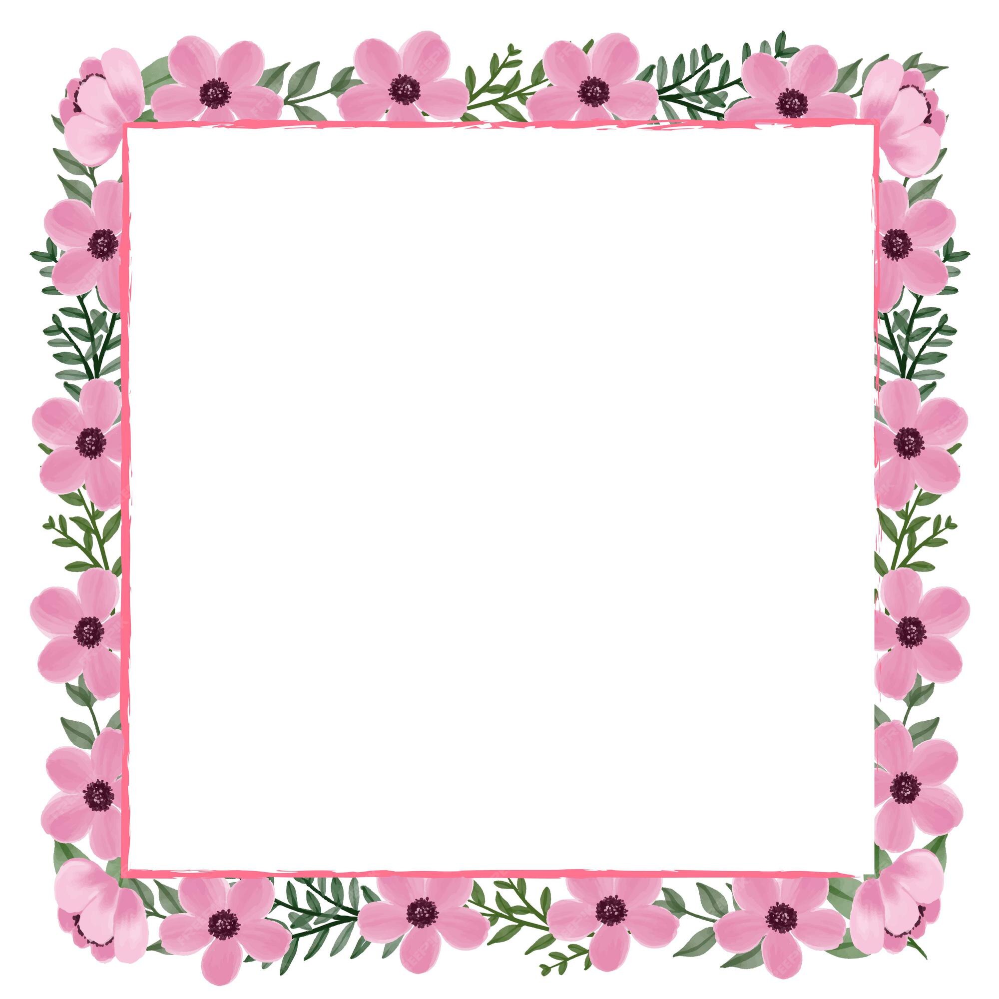 Premium Vector | White background with pink blossom border