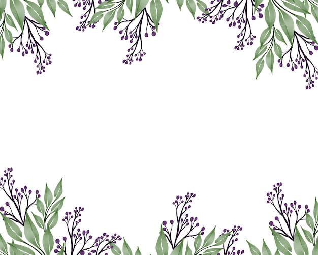 Vector white background with purple wildflower border