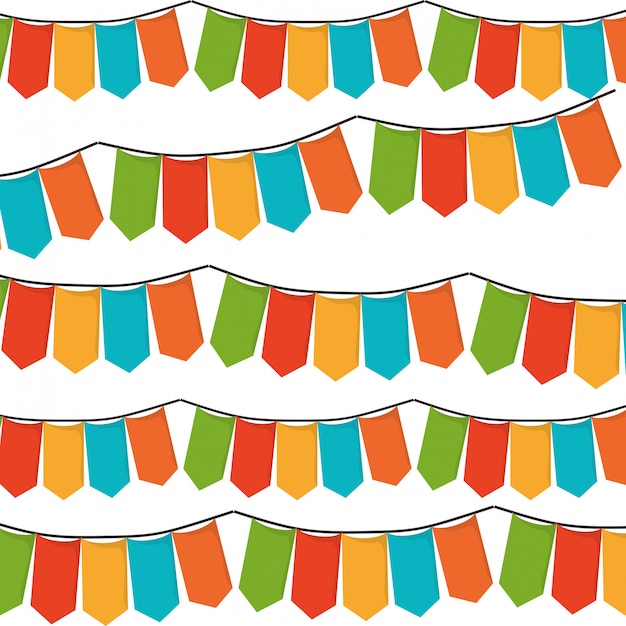 White background with set of colorful festoons in shape of rectangles vector illustration