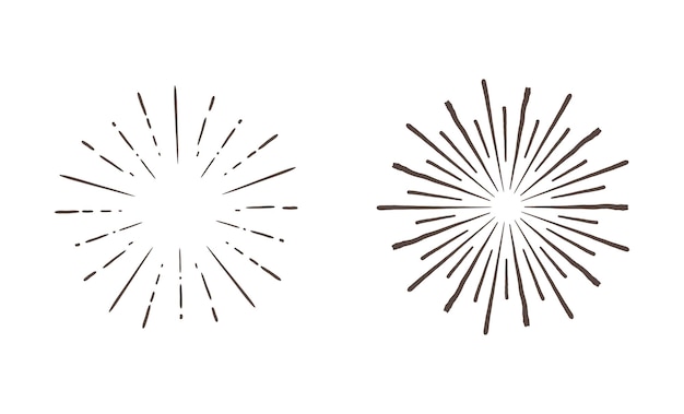 白い背景にスター バーストと太陽の文字。