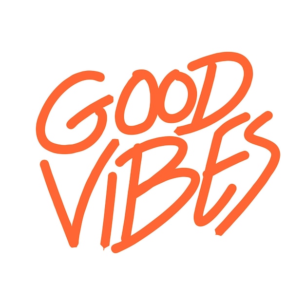 A white background with the words good vibes written in orange