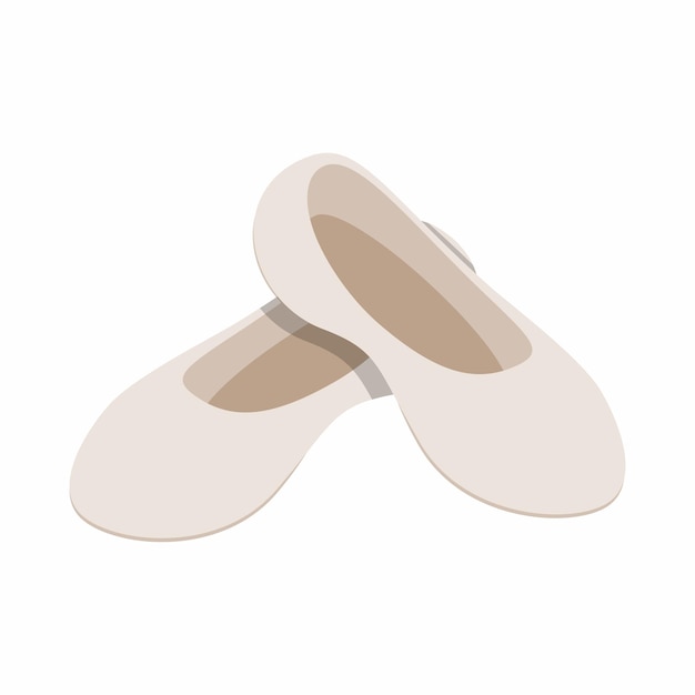 White ballet shoes icon in isometric 3d style on a white background