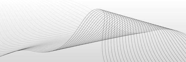 ダイナミックな波線を持つ白いバナー背景デザイン