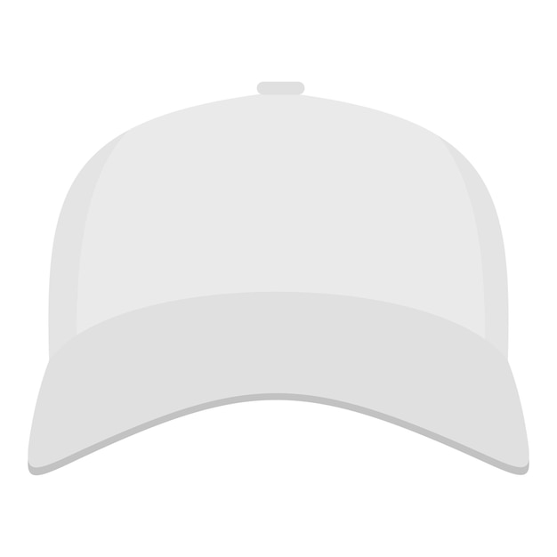 Vector white baseball cap in front icon flat illustration of white baseball cap in front vector icon for web