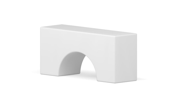 White basic foundation arch showcase rectangular stand platform realistic vector illustration