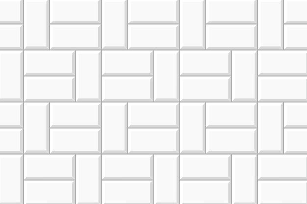 Vector white basket weave tile mosaic layout stone or ceramic brick wall background kitchen backsplash texture bathroom or toilet floor decoration sidewalk texture