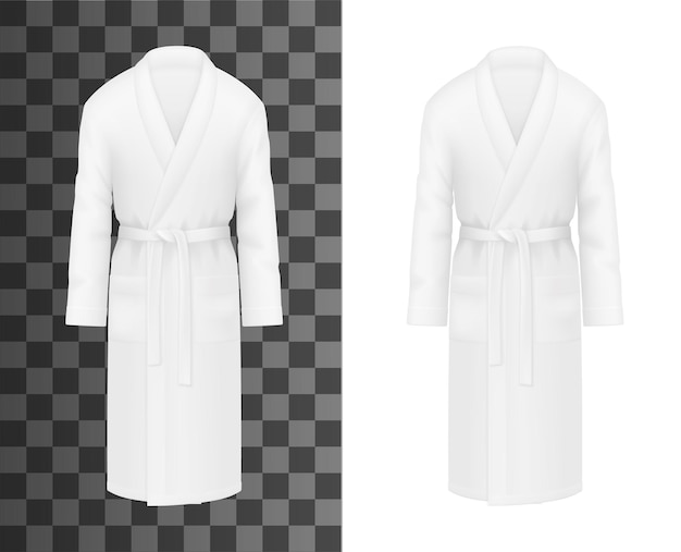 Vector white bathrobe realistic clothes bath robe gown